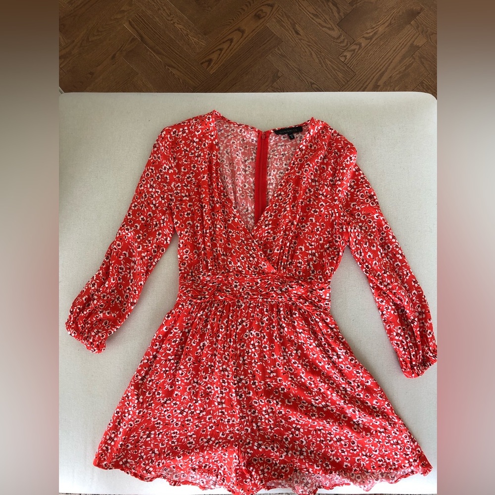 Dynamite orange flowers romper jumpsuit XS